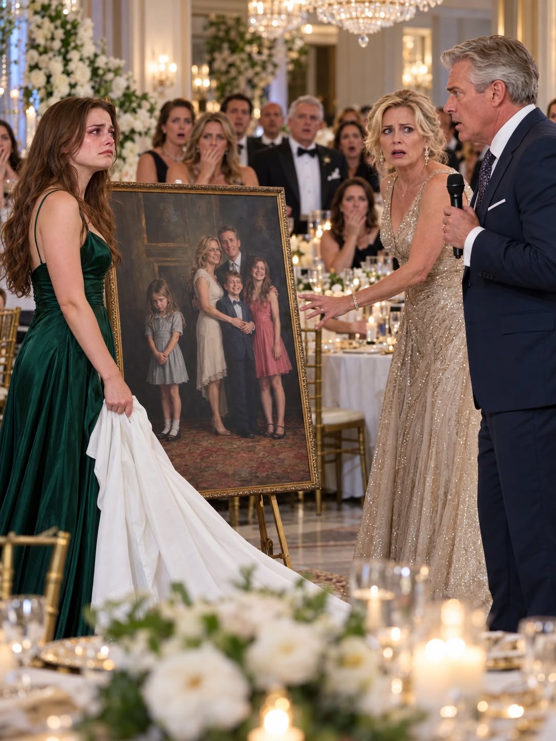 My parents spent 21 years joking that the hospital gave them the wrong daughter, and Dad repeated it into a microphone at their 30th anniversary party even after I begged him not to. Mom added her favorite line, and more than a hundred people laughed while I stood beside the tribute painting they had asked me to make. Then I pulled the white cloth away, and the room went quiet...