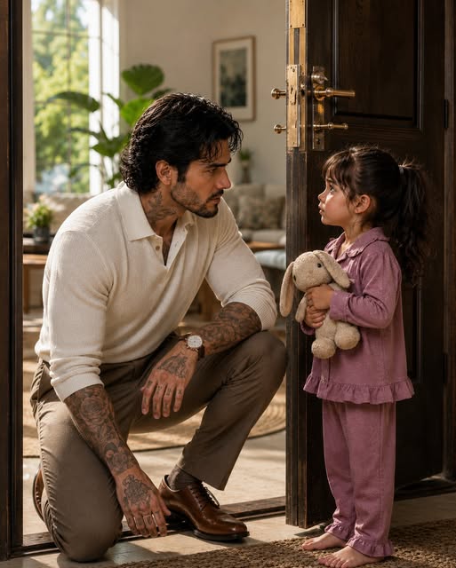 Just after midnight, a barefoot three-year-old girl crossed a mansion filled with dangerous secrets and knocked on the only door everyone had warned her never to approach. When I opened it, she hugged a worn stuffed rabbit to her chest and whispered that her mommy had fallen down and wouldn’t wake up.