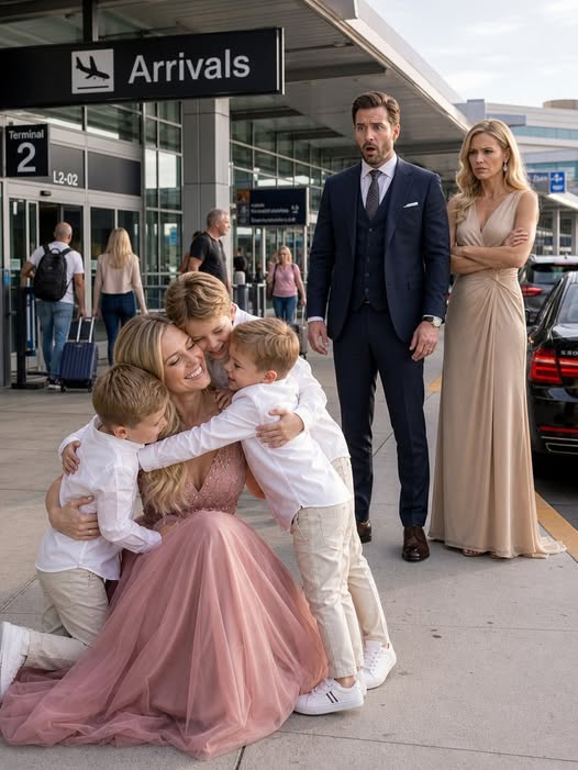 My Billionaire Ex-Husband Deliberately Took the Seat Beside Me Just to Mock the Life He Thought I’d Lost. I Didn’t Argue. But When We Landed, Three Little Boys Ran From a Black Bentley, Wrapped Their Arms Around Me, and Shouted, “Mom!” He Smirked—Until He Looked at Their Faces. Then the Color Drained From His Face… Because He Finally Realized What I’d Been Trying to Tell Him the Night He Walked Away Five Years Ago