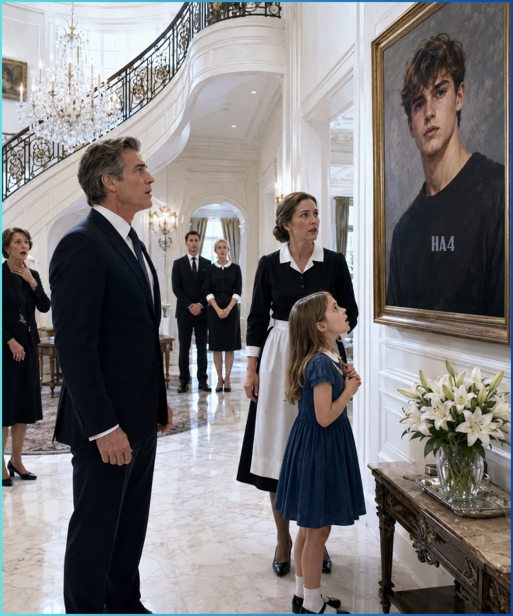 the maid’s daughter saw the CEO’s dead son in a portrait and whispered one sentence that made his entire mansion go silent  For ten years, Adrian Caldwell had paid detectives, buried hope, and taught himself not to flinch when someone said the word son.