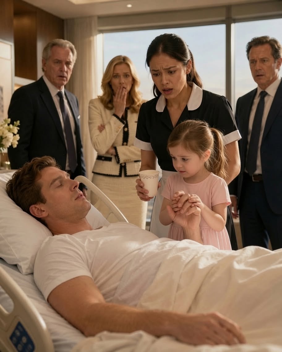 "“Don't Be Afraid… I'm Here,” Maid's Toddler Whispered — She Took Care For The Comatose Billionaire THE MAID’S LITTLE GIRL WHISPERED TO A COMATOSE BILLIONAIRE—THEN HIS FIRST WORD EXPOSED THE FAMILY TRYING TO LET HIM DIE