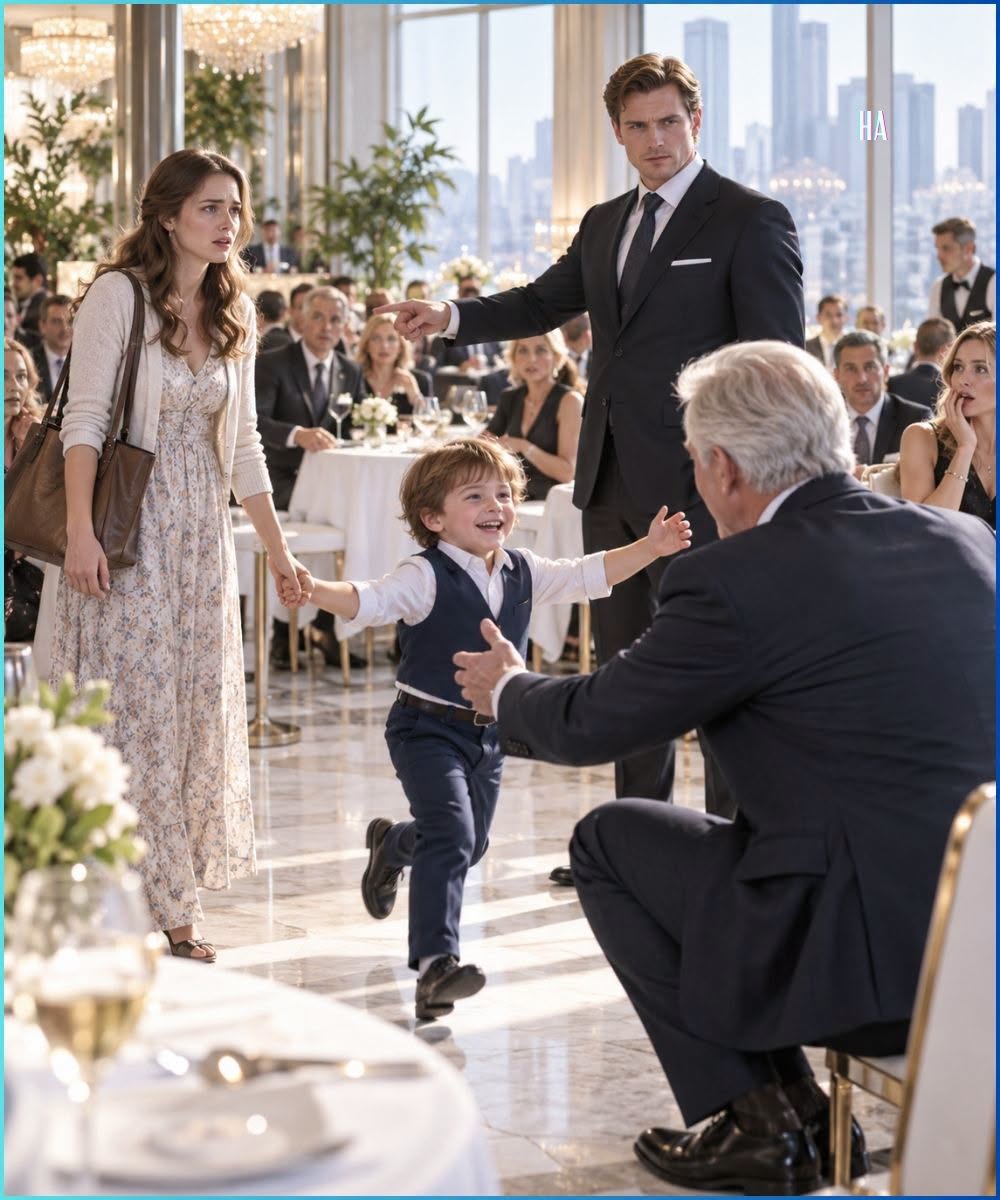 The Billionaire Humiliated a Single Mom in a Crowded Restaurant Until Her Little Boy Ran to His Father and Called Him Grandpa  “Get away from my family’s table before I have security remove you and your son.”