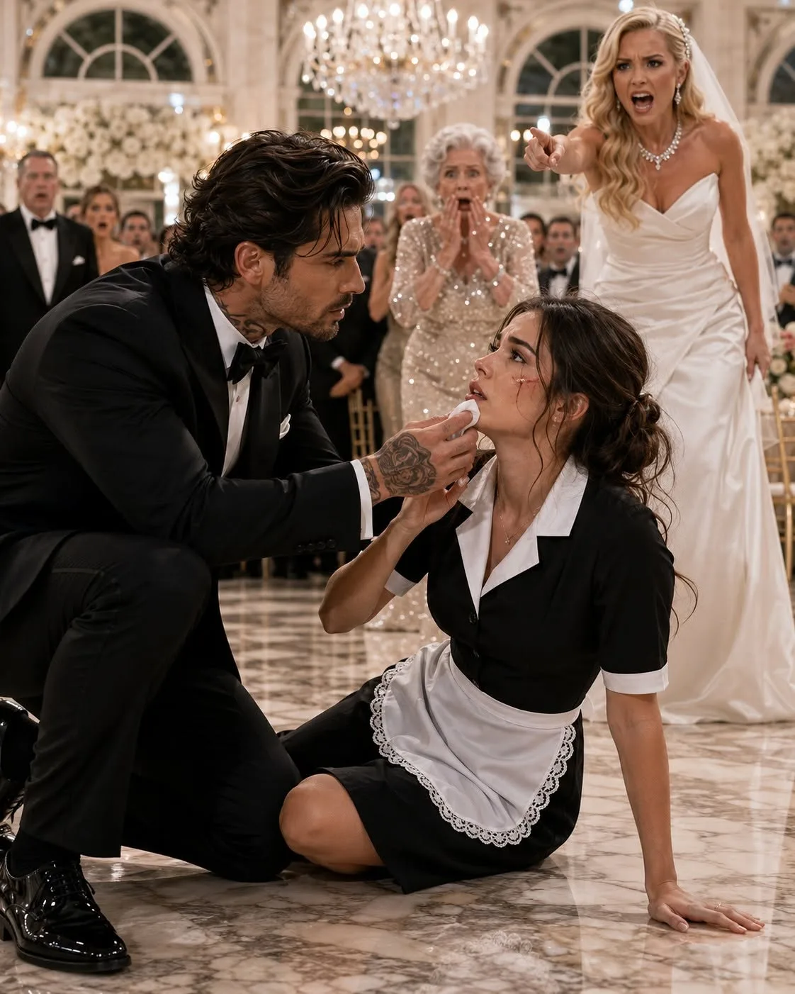 The s.l.a.p was meant for Vivian Calder’s fragile face, but I stepped between them before I even had time to think. Seconds later, I was on the marble floor with blood running down my cheek, while the billionaire crime boss hosting his own engagement party walked in and asked the one question that made the entire room go silent.
