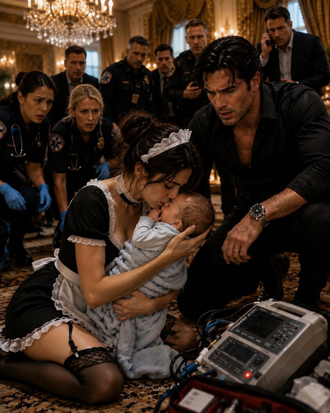 Twelve paramedics couldn’t save the billionaire’s six-month-old son, but when the terrified maid suddenly ordered them to stop warming the baby, she revealed she knew something none of them had noticed.