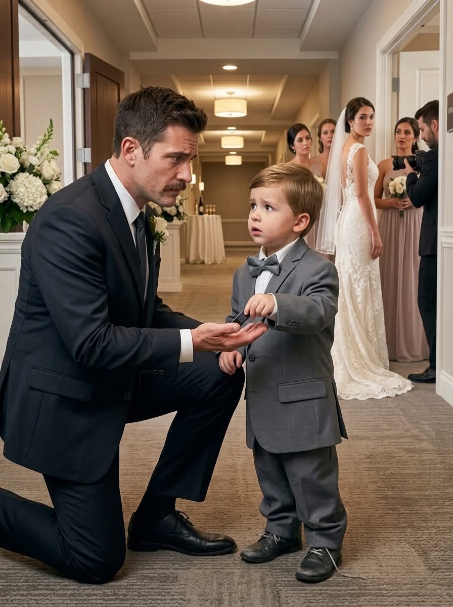 Ten minutes before I married my 30-years-younger fiancée, my three-year-old grandson tugged my tuxedo and whispered, “Grandpa… she hit Mommy”—then handed me a USB that made me realize the wedding might have been part of something far darker.