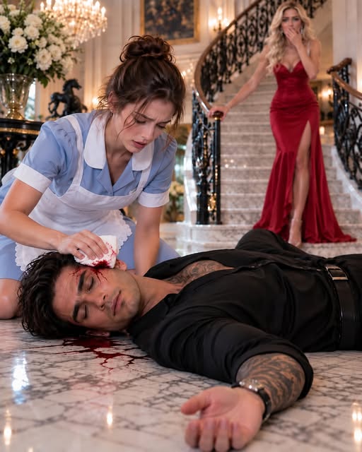 Blood was spreading across the white marble beneath my face when I decided not to move. The fall had barely hurt me, but as my maid dropped to her knees beside me and the woman I was about to marry froze at the top of the staircase, I realized pretending to be helpless might reveal something far more dangerous than any enemy ever had.