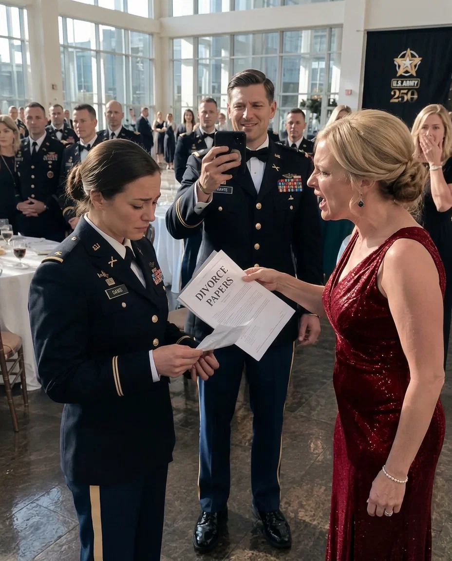 For my 31st birthday, my mother-in-law handed me divorce papers in front of my unit at the Army Ball. My husband filmed it for their entertainment. I signed them calmly, then stood and announced… She had no idea…
