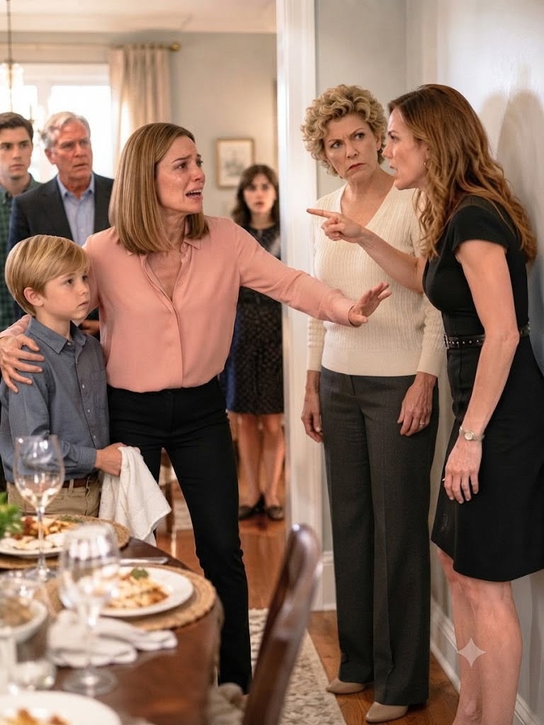 My sister Mary’s voice cracked through the dining room so sharply that every conversation stopped. I was in the kitchen opening sparkling water when she screamed my name and ordered me to come immediately.