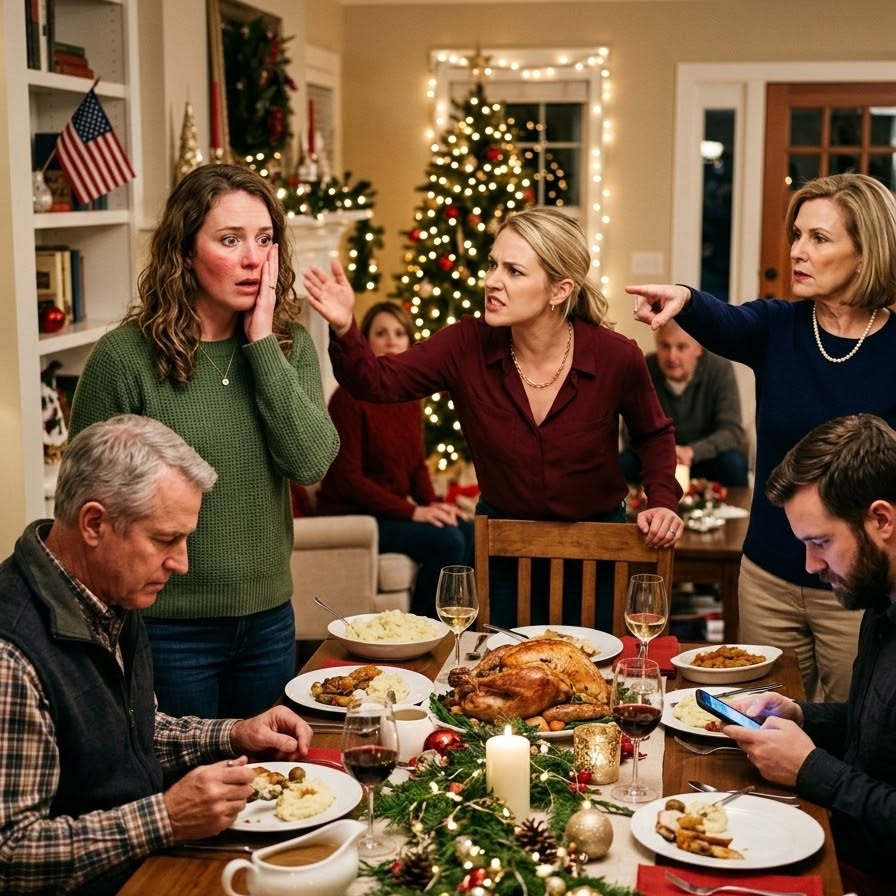 At Christmas dinner, I accidentally bumped into my sister. She slapped me in front of everyone. “You ruined us!”