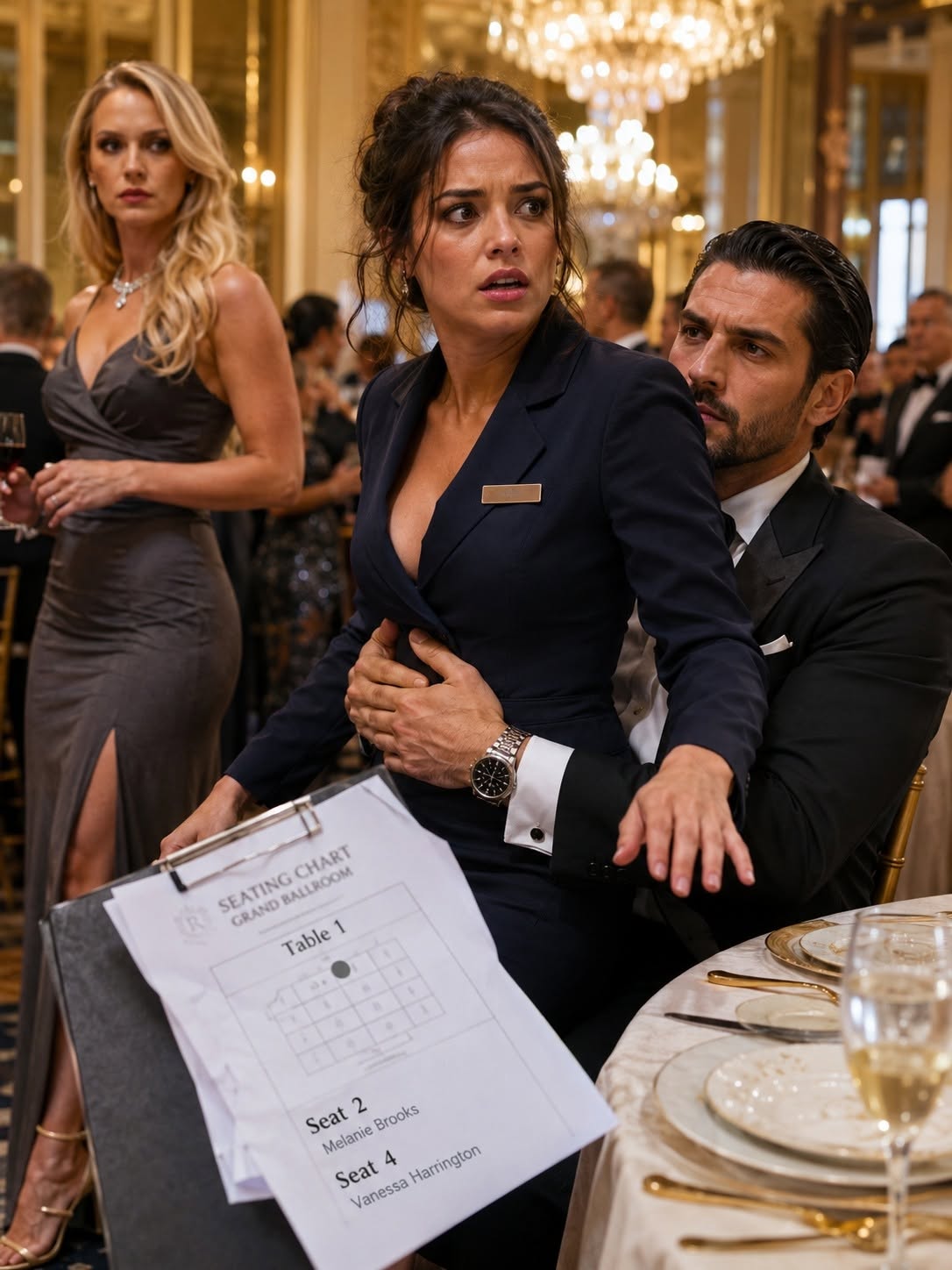The ballroom went silent the moment Leonardo Romano pulled the hotel coordinator onto his lap.