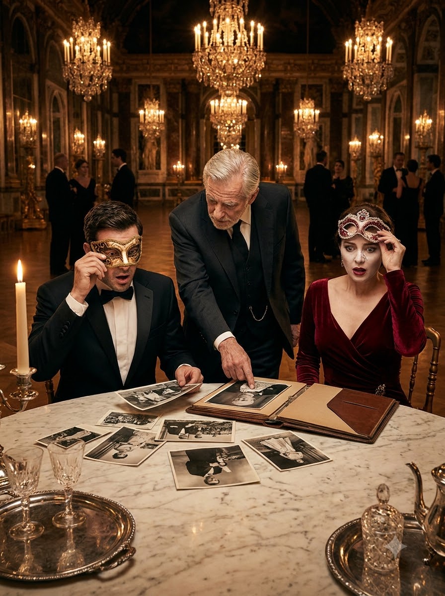 THE WOMAN BEHIND THE MASQUERADE GLASS