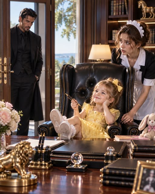 Three-year-old Mia Bennett climbed into my chair, grabbed my fountain pen, and announced, “I’m the boss now.” I expected to laugh and send her back to her mother—until her first order was, “I want nobody to make Mommy cry anymore,” and minutes later I saw fingerprints bruised around my maid’s wrist. My name is Luca Moretti, and for tw