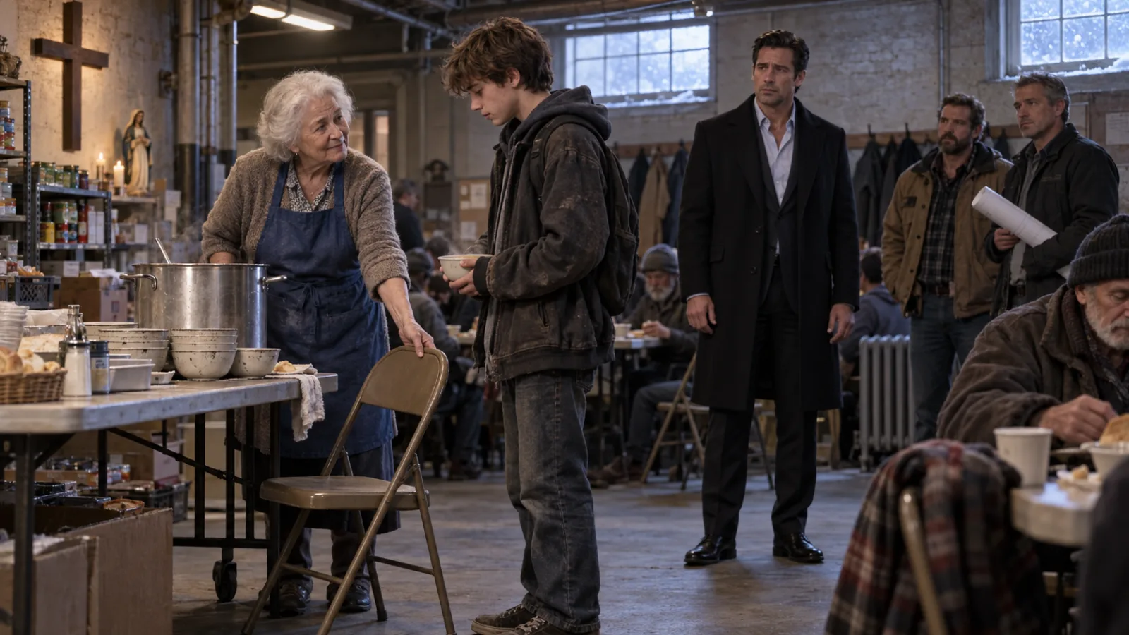 THE BILLIONAIRE CAME TO CLOSE A RUN-DOWN CHURCH KITCHEN HIS COMPANY HAD JUST BOUGHT—THEN HE HEARD AN OLD WOMAN SAY SIX WORDS TO A HUNGRY BOY, AND SUDDENLY HE WAS FOURTEEN YEARS OLD AGAIN.  Jonathan Reed had never planned to step inside the basement.