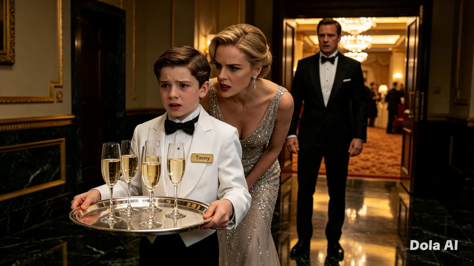 “Keep carrying the tray. Guests don’t need to know you’re his son.”  Eight-year-old Caleb froze beside the ballroom doors.
