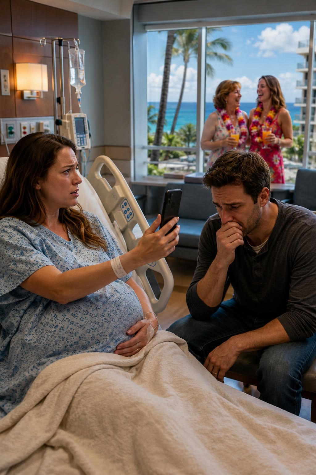 I was already in the hospital, thirty-nine weeks pregnant and waiting to give birth, when I discovered that $18,000 had vanished from the savings account my husband and I had spent two years building.  At first, I thought we’d been hacked.  Then a photo from Hawaii appeared on my phone.
