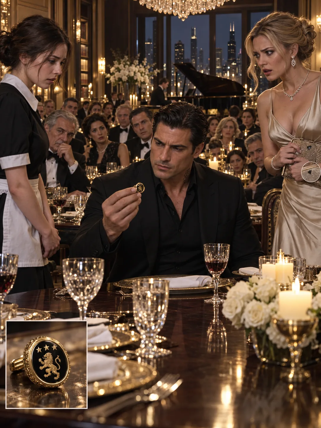THE GOLD CUFFLINK AT ADRIAN DELUCA’S TABLE