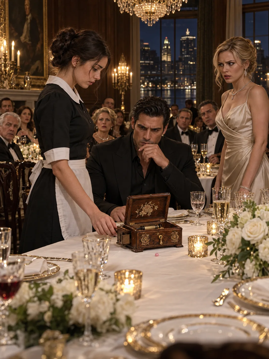 THE MOMENT THE MAFIA BOSS’S FIANCÉE SAID, “YOU POLISH SILVER, NORA—YOU DON’T TOUCH THINGS THAT BELONG TO PEOPLE LIKE US,” THE ENTIRE BOSTON DINING ROOM WENT QUIET—BECAUSE I HAD JUST STOPPED THE MUSIC BOX SHE WAS HOLDING AND TOLD VINCENT CARUSO, “THIS DIDN’T COME FROM PARIS.”**  Camille Mercer’s smile disappeared.
