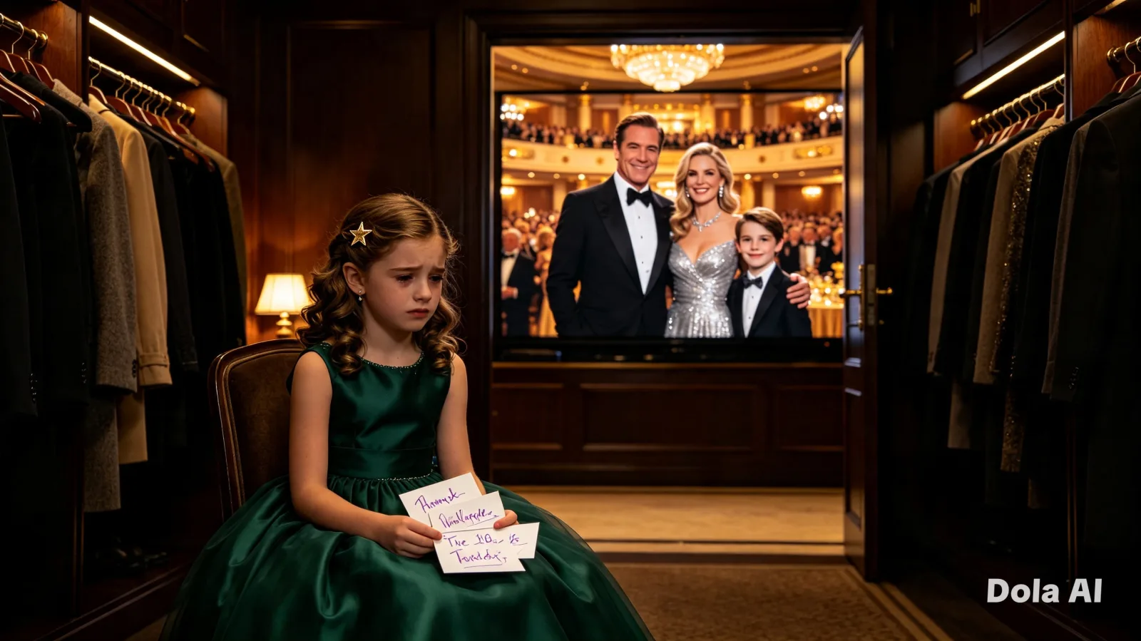 At 7:41 p.m., my eight-year-old daughter was sitting inside the coat-check room of her father’s five-star hotel because security had been ordered not to let her into his gala.  Nora was wearing the dark green dress she had picked out three weeks earlier.