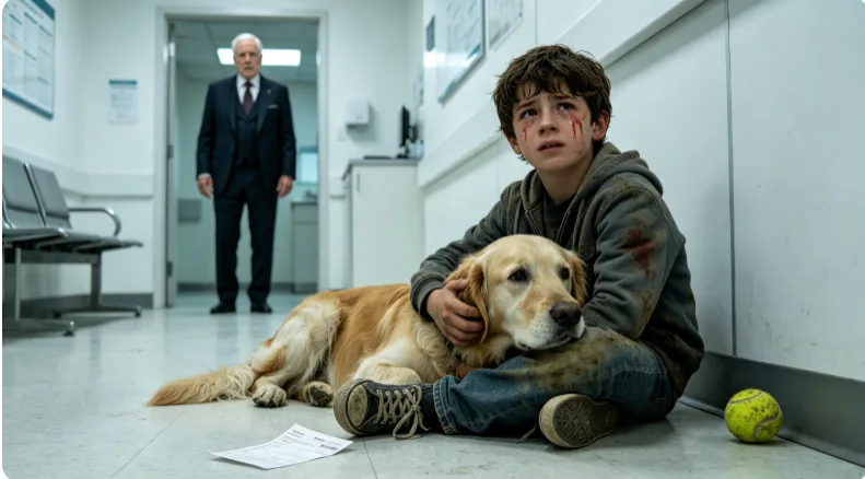 At 4:18 p.m., billionaire Raymond Cole found his ten-year-old grandson sitting on the floor of a veterinary clinic with an old golden retriever’s head in his lap.  Owen’s jeans were muddy.