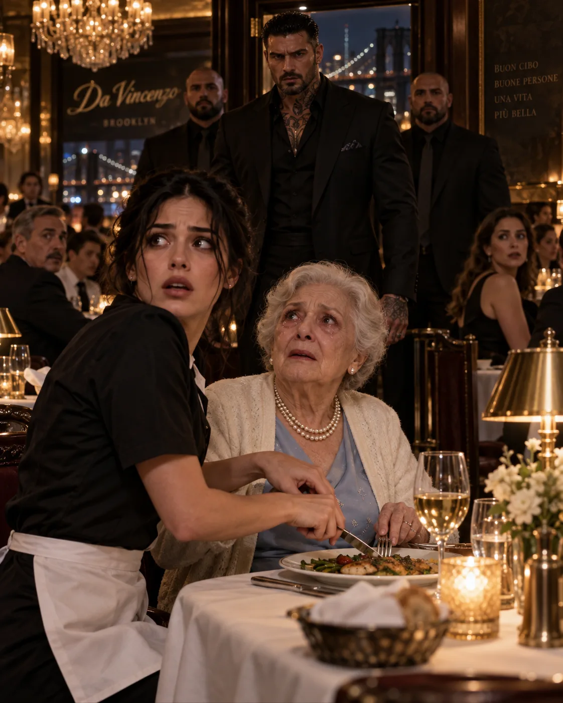 The night Brooklyn’s most feared mafia boss walked into my restaurant, I was sitting beside his elderly mother, helping her cut her dinner because the arthritis in her hands had become too painful. When he saw me holding her fork and noticed the tears in her eyes, his expression turned so cold that I was certain I had done something terribly wrong. I had no idea that a small act of kindness toward a lonely woman was about to bring me face-to-face with a man everyone in Brooklyn was afraid to disappoint.