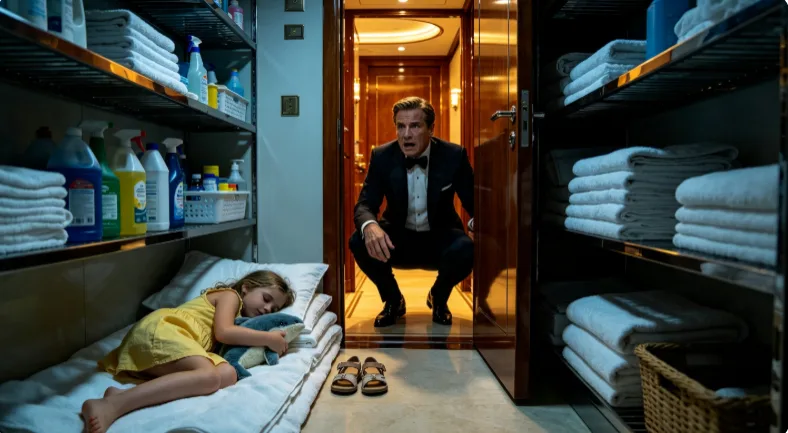 At 10:38 p.m., billionaire Graham Whitmore found his eight-year-old daughter asleep on a folded towel in the linen closet of his own yacht.  Mia was still wearing the yellow sundress she had worn to dinner.