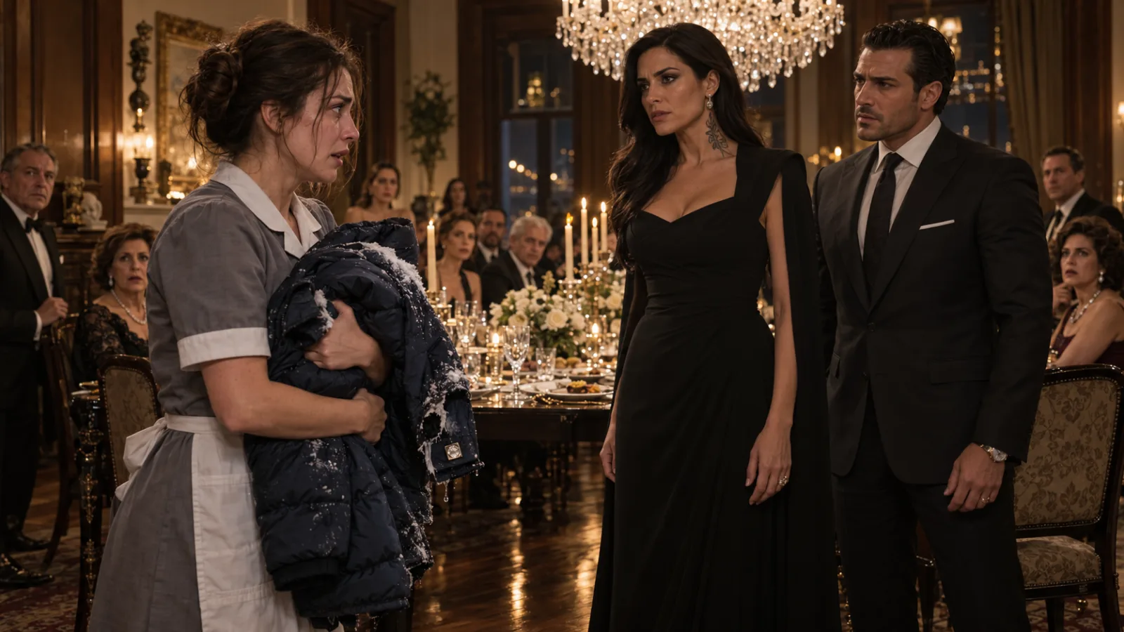THE MAID WALKED INTO THE MAFIA BOSS’S ENGAGEMENT DINNER CARRYING A LITTLE BOY’S WINTER COAT—AND TOLD HER, “DON’T MARRY HIM.”  Nobody touched the champagne after that.