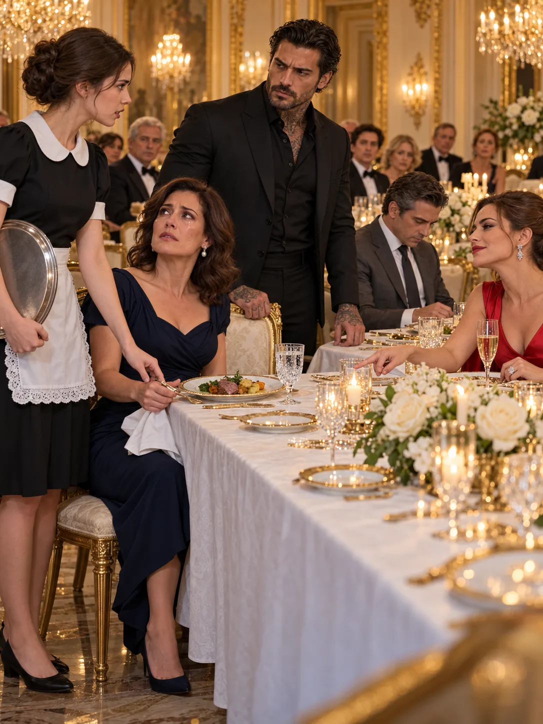 TAKE HER PLATE AWAY. SHE'S NOT WELCOME AT THIS TABLE!” THE MAFIA BOSS'S FIANCÉE ORDERED ME TO REMOVE A WOMAN'S DINNER IN FRONT OF THIRTY WEALTHY GUESTS