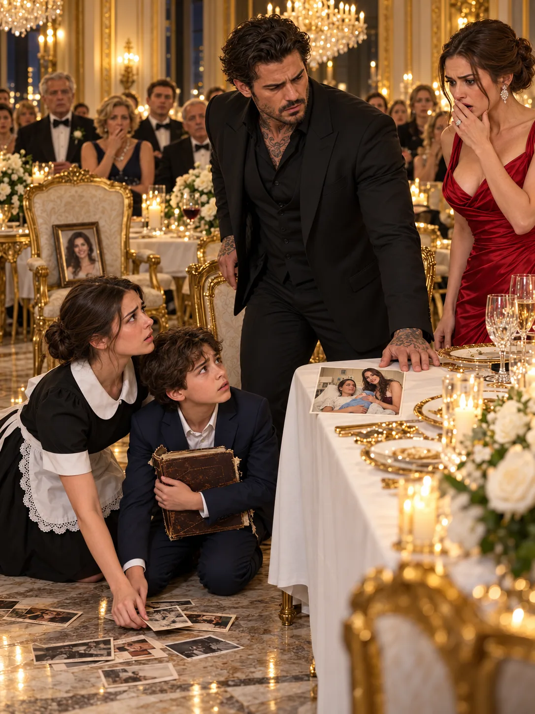 PUT THAT ALBUM AWAY! NO ONE WANTS TO LOOK AT HIS DEAD WIFE DURING MY ENGAGEMENT DINNER!” THE MAFIA BOSS’S FIANCÉE HUMILIATED HIS 27-YEAR-OLD HOUSEKEEPER FOR HELPING HIS THIRTEEN-YEAR-OLD SON SAVE A SEAT FOR HIS LATE MOTHER—BUT WHEN AN OLD PHOTOGRAPH FELL BESIDE ANTHONY DELUCA’S PLATE,