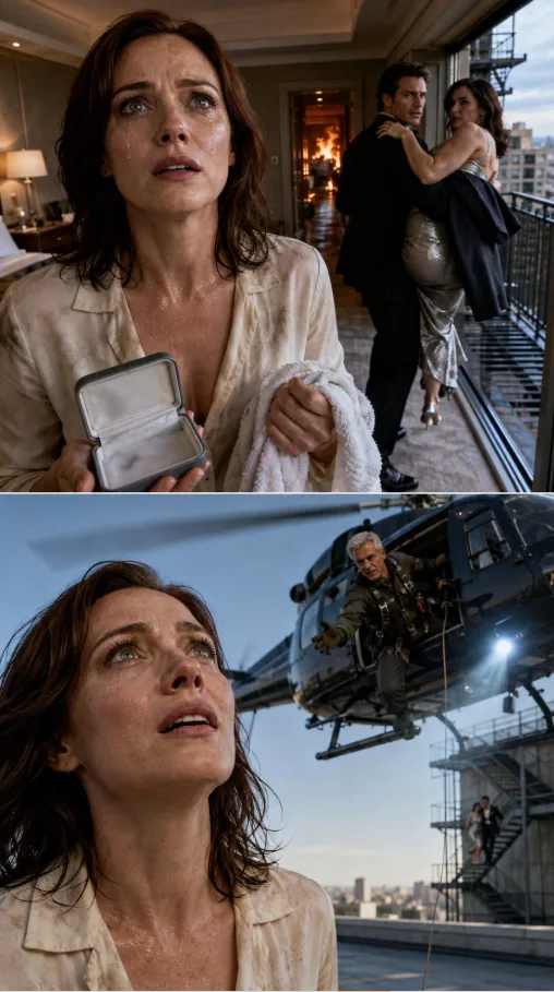 DURING THE FIRE, I WAS TRAPPED WITH MY DAUGHTER HAVING AN ALLERGIC ATTACK, BUT MY HUSBAND CARRIED HIS COWORKER DOWN THE FIRE ESCAPE. JUST THEN, MY FATHER ARRIVED BY HELICOPTER.