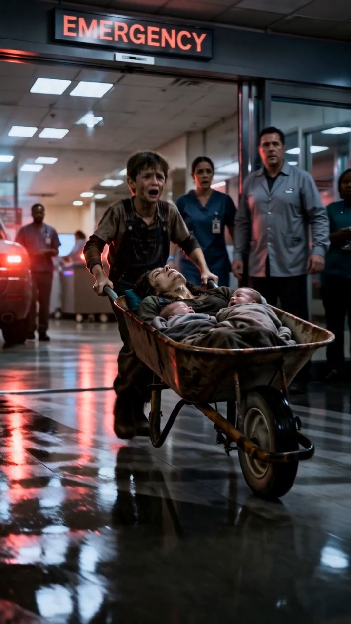 THE BOY WHO PUSHED A RUSTED WHEELBARROW