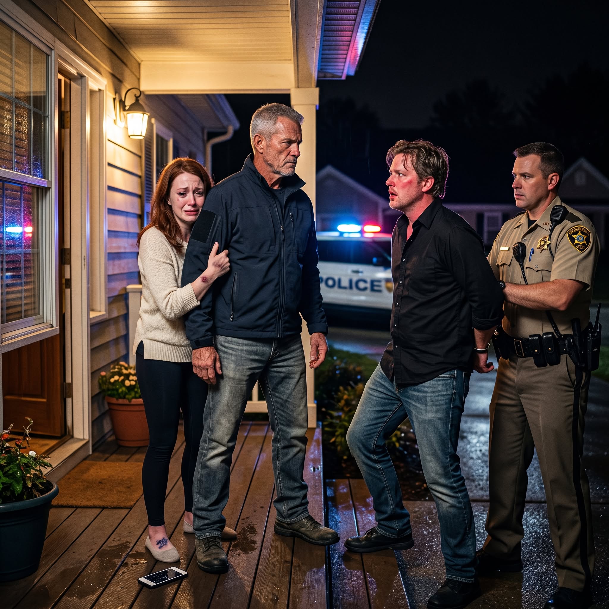 MY HUSBAND MOCKED MY RETIRED ARMY RANGER FATHER AND THEN ASSAULTED ME—ONE THREE-WORD TEXT BROUGHT DAD TO OUR DOOR EIGHT MINUTES LATER.