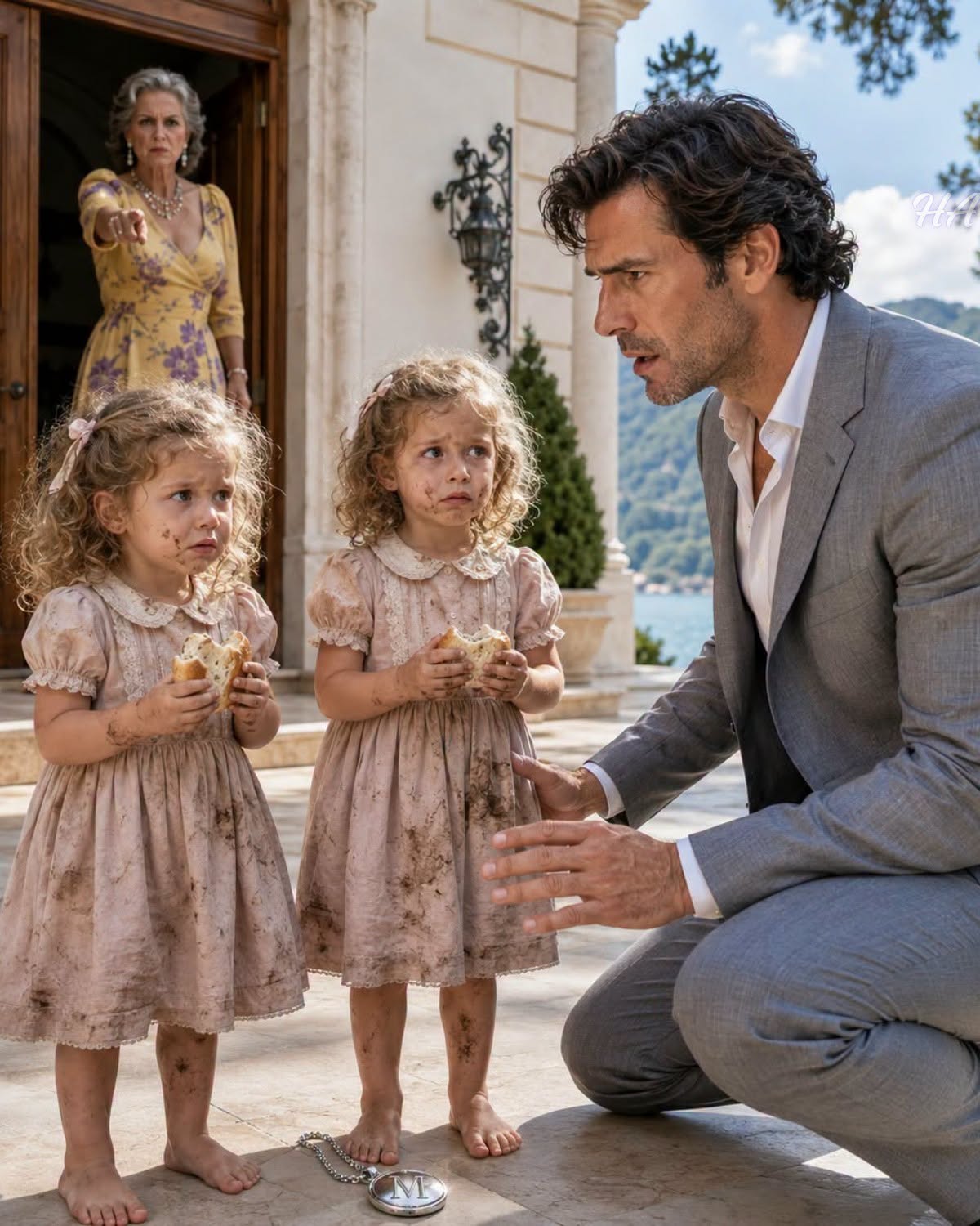 THE TYCOON DISCOVERED TWO SHIVERING TWINS AT HIS DECEASED WIFE’S MOUNTAIN CABIN—THEN A CRUST OF BREAD REVEALED THE LIES HIS FAMILY CONCEALED
