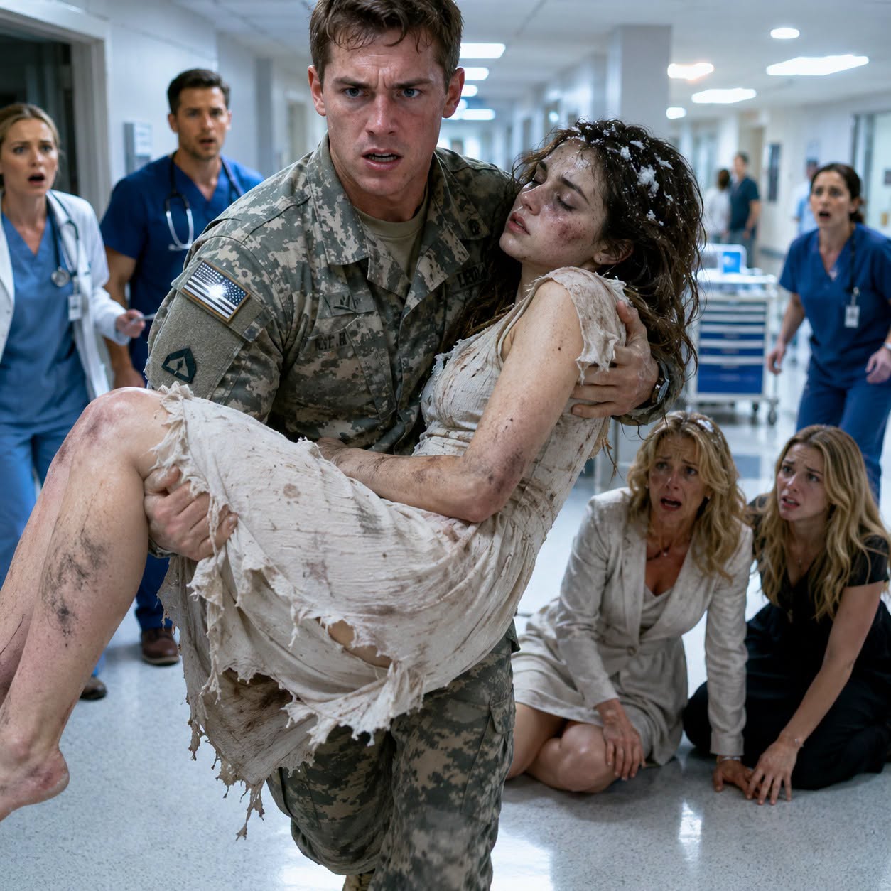 After three years of naval deployment, I returned home unannounced with a dozen roses, desperate to surprise my wife. Instead, I froze in the driveway—she lay unconscious on the icy patio while my mother and sister enjoyed a lavish dinner inside.