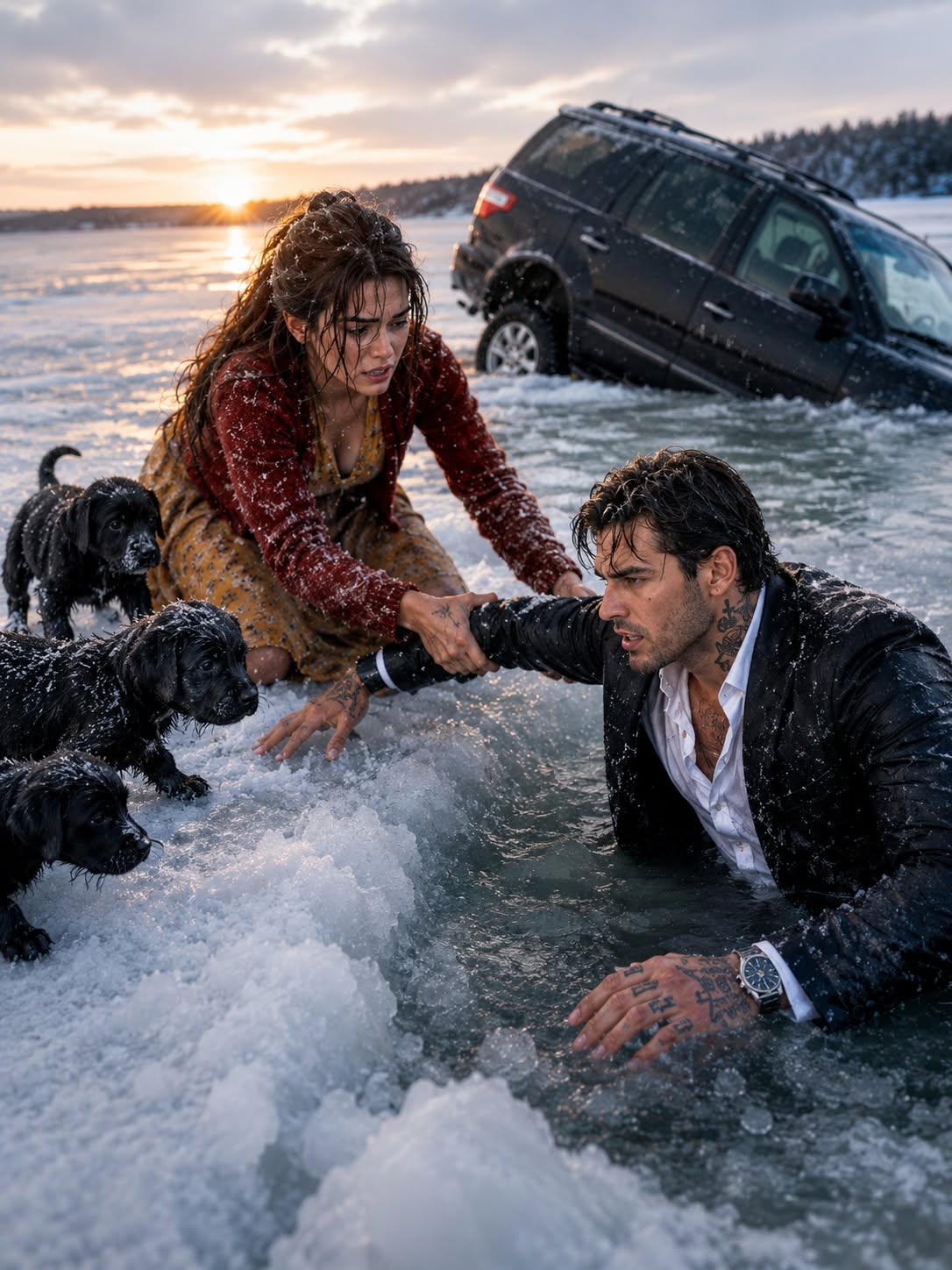 A Single Mom Saved 3 Puppies and a Man From Freezing Water — Unaware He Is The Mafia Boss
