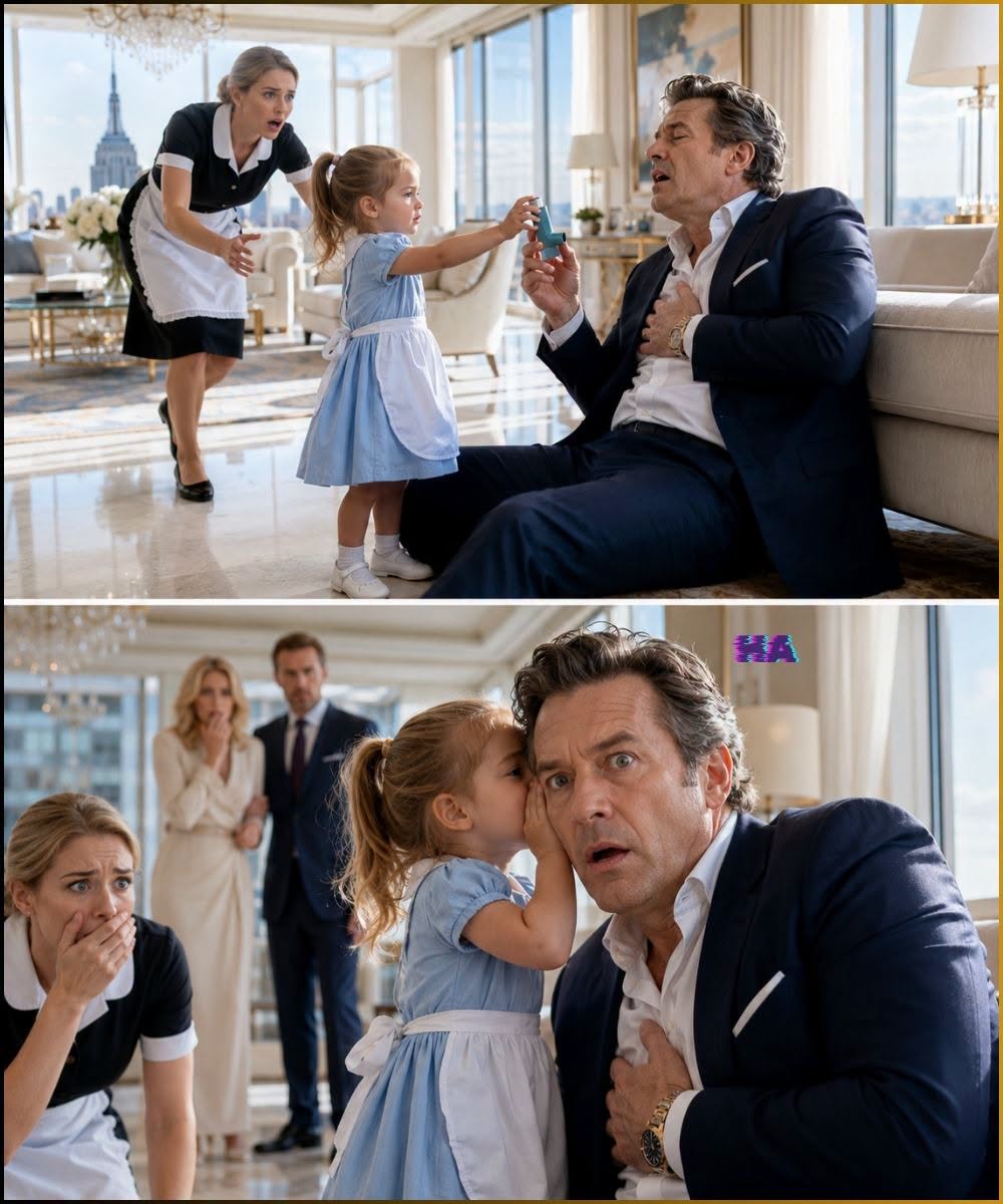 The Cleaner’s Four-Year-Old Gave a Dying Tycoon His Last Inhaler… but What She Whispered Next Shattered the Lie He Had Built His Entire Life Around