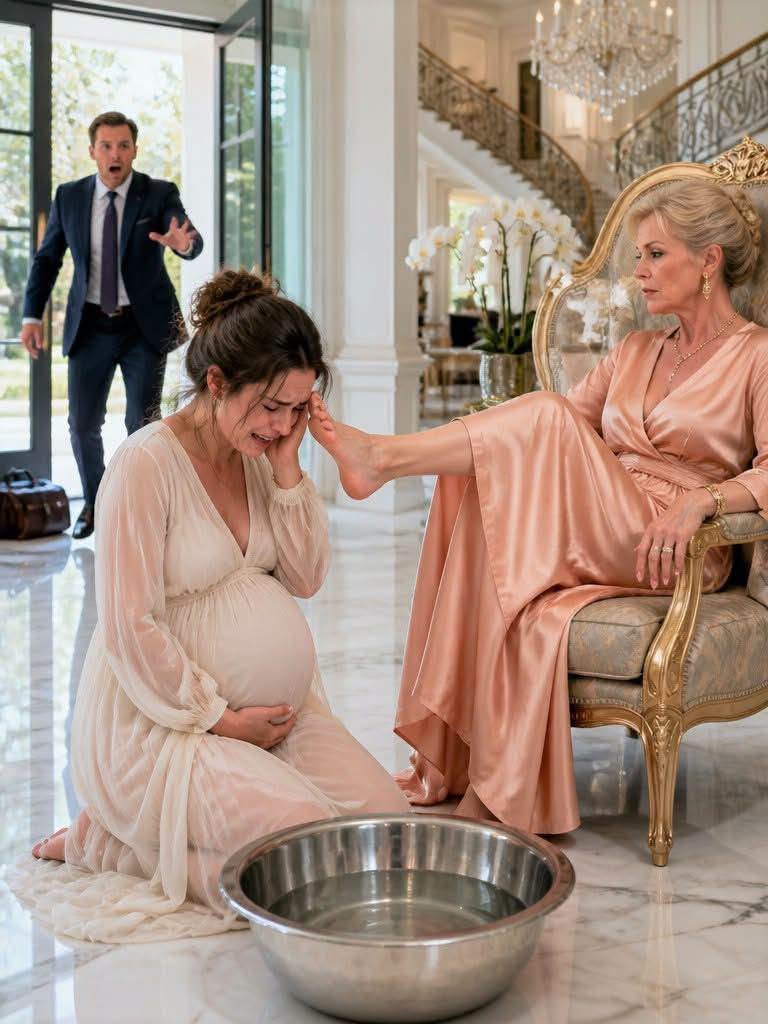 I came back for some confidential documents and found my 8-month pregnant wife kneeling, crying while washing my mother's feet.