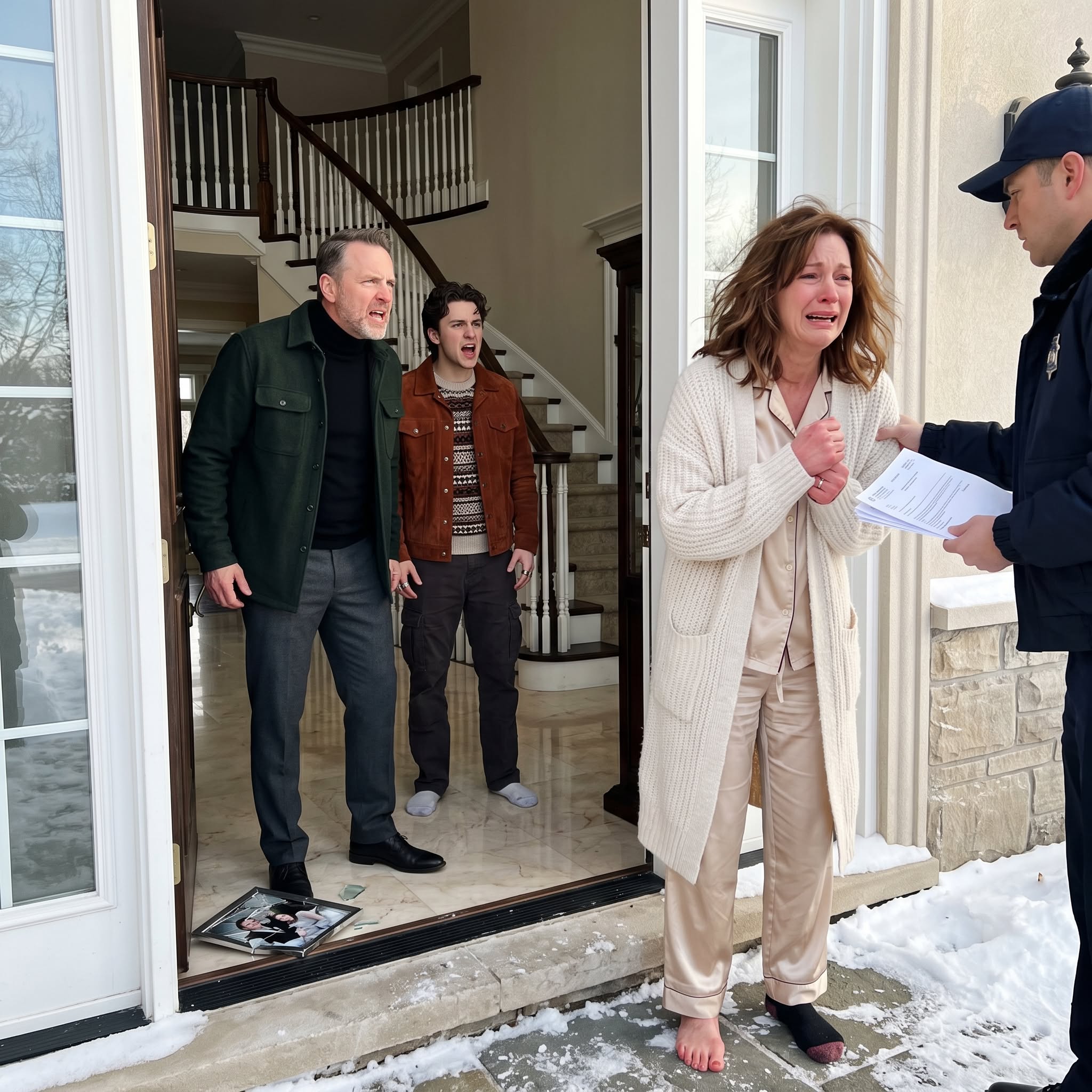 At 50, my husband believed every lie his son told about me and threw me out into the freezing night with nowhere to go. Three hours later, the police called him. When he walked into my hospital room and saw what had happened, he froze and whispered, “No... this can’t be happening.”