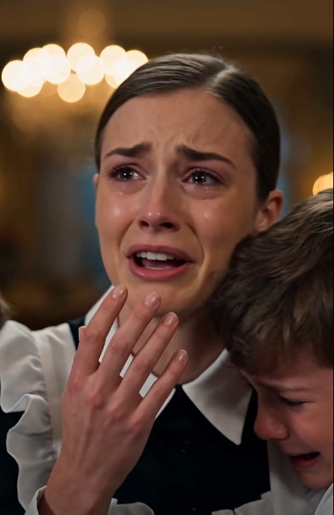The girls were holding the nanny like they were terrified someone would tear her away.