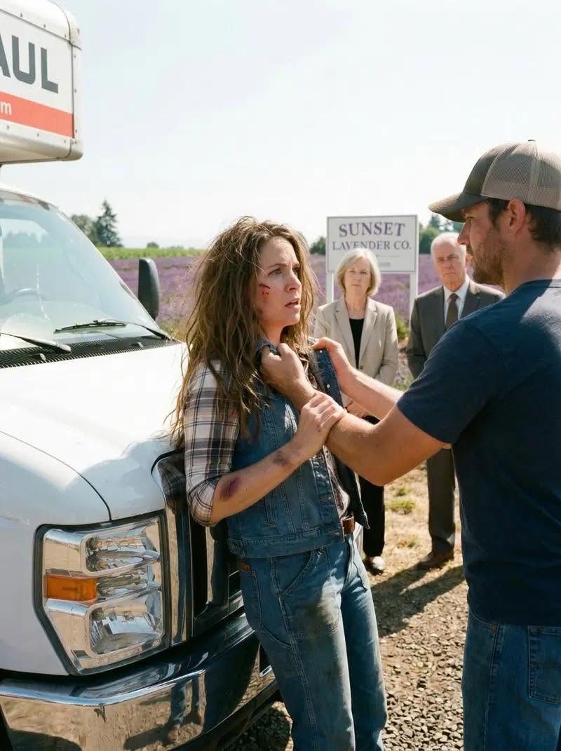 “Sign the title over or I’ll break your wrist right now!” my brother roared, pinning me against the tailgate outside Purple Horizon Botanicals while our parents looked on with cold indifference. They discarded me on a barren patch of wasteland years ago, but now they want to strip away my multi-million-dollar estate to clear his massive debts—completely oblivious to the fact that I legally sold the entire property months ago.