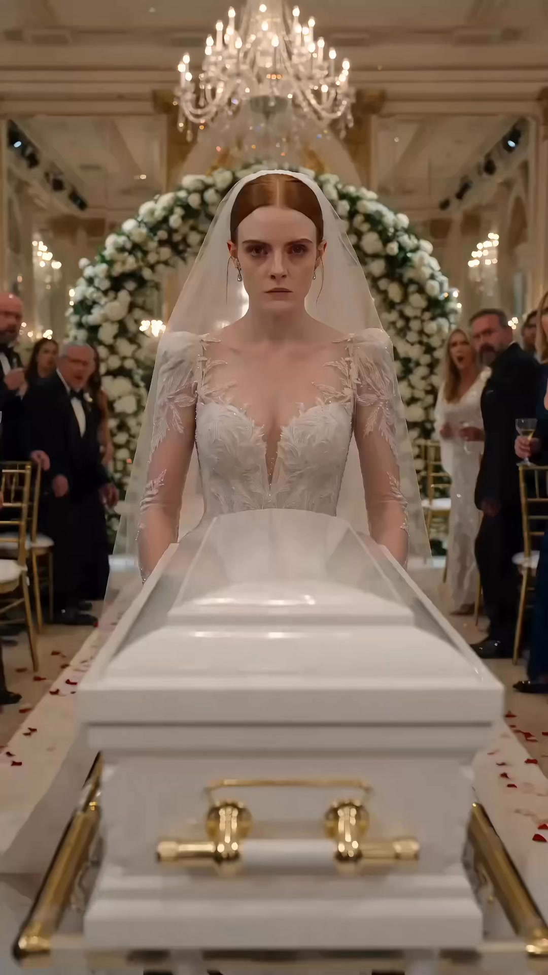 The Bride Pushed a Coffin Down the Wedding Aisle — Then the Groom’s First Wife Rolled In Alive