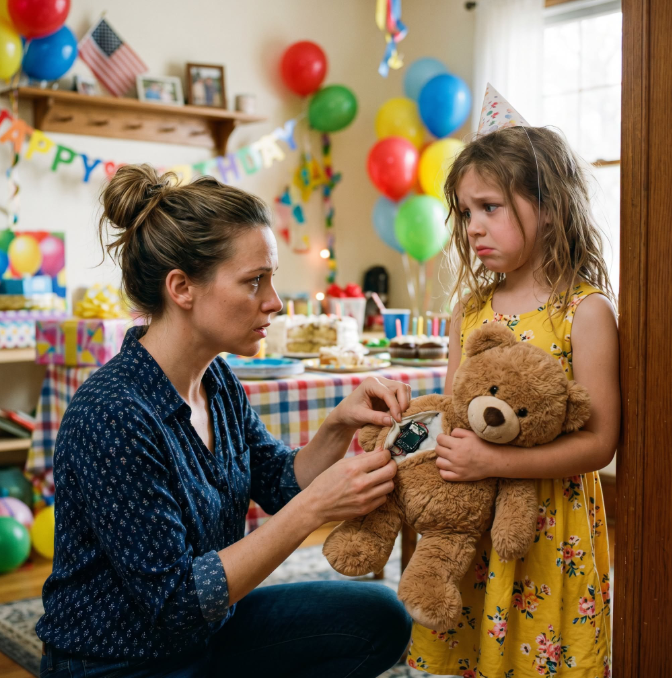 For my daughter’s 6th birthday, my in-laws sent her a cute brown teddy bear