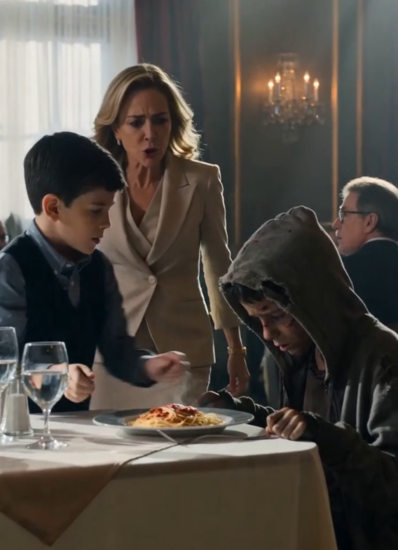 A HOMELESS BOY SAVED A MILLIONAIRE’S SON FROM A SPEEDING SUV—THEN THREE WORDS WRITTEN ON HIS ARM STOPPED AN ENTIRE RESTAURANT COLD