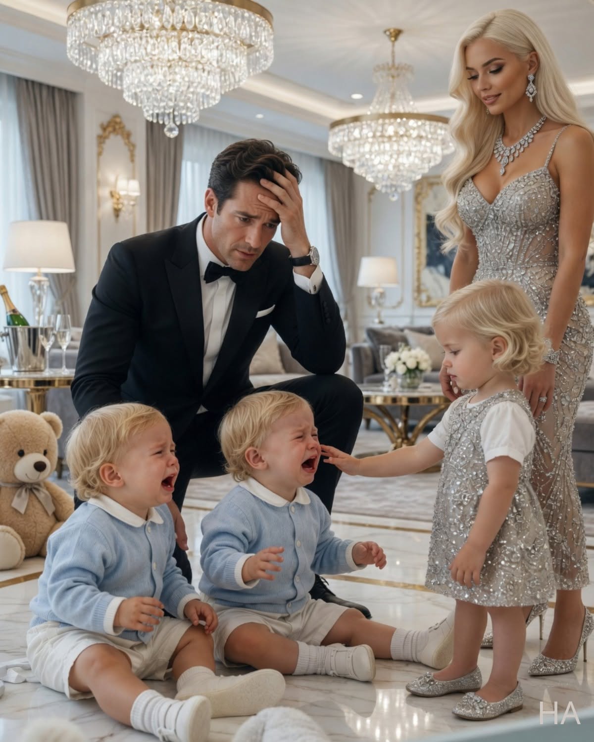 Fourteen Nannies Abandoned His Screaming Twins… Until a Desperate Housekeeper’s Two-Year-Old Achieved the Impossible