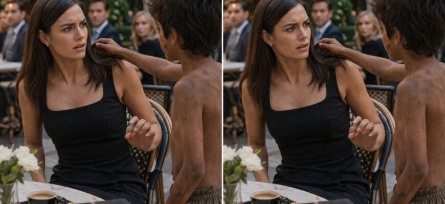A dirty and barefoot boy approached me directly at a luxury restaurant and suddenly extended his hand toward my hair.