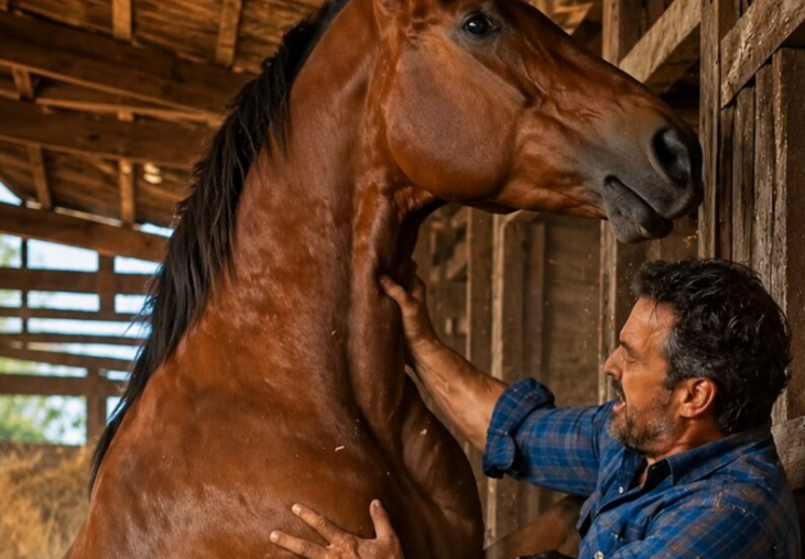 The beloved stallion turned on the man who had raised him from birth, nearly crushing him to death: convinced the animal had lost its mind, the owner was ready to put him down, until he uncovered the shocking truth behind the horse's violent outbursts 😱