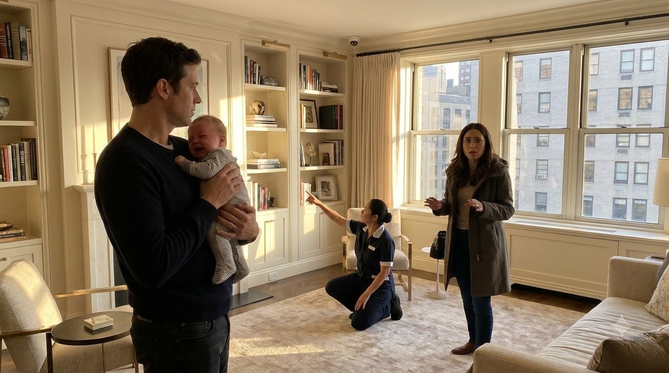 I came home early and found my seven-month-old daughter screaming in our housekeeper’s arms—while my wife stood across the room insisting, “She dropped the baby, not me.”