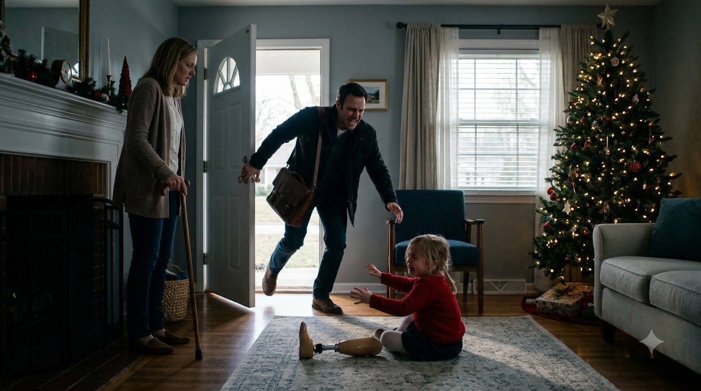 The moment I walked into the house, I saw my wife swing a wooden cane into my four-year-old daughter’s prosthetic leg, and Lily collapsed to the floor screaming.