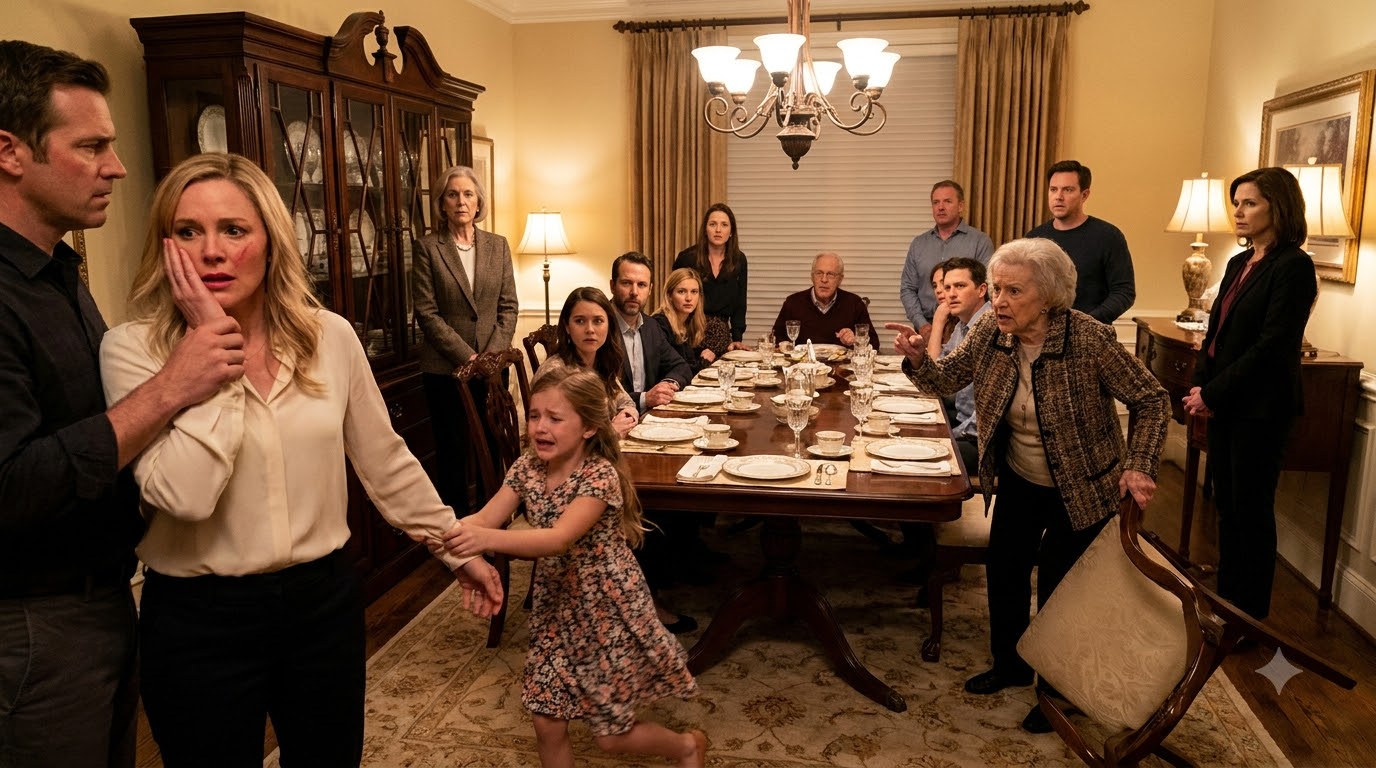 My husband slapped me across the face in front of his entire family because I refused to apologize to his mother. But what my five-year-old daughter said next made every person at that dinner table stop breathing.