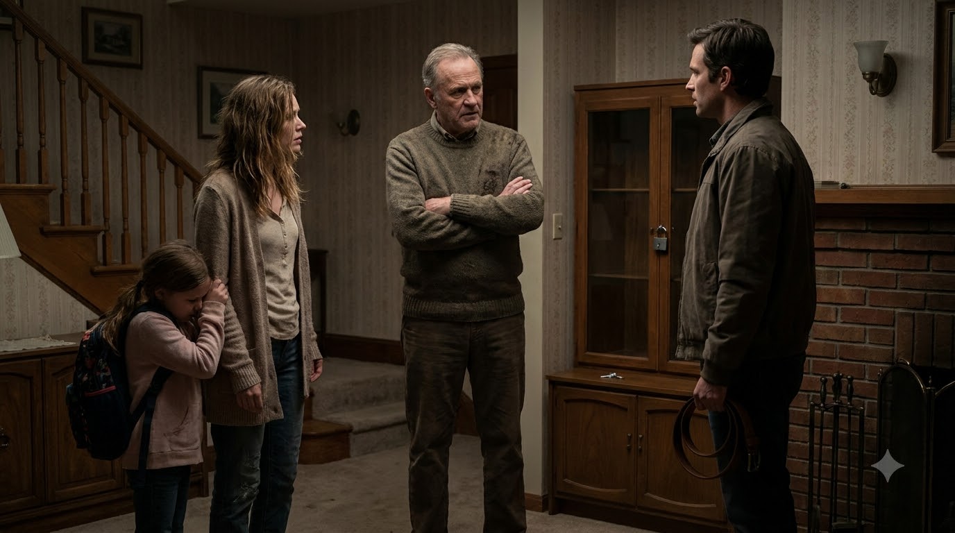 I whispered into the phone, “Dad, please come save me,” while my husband stood in the hallway gripping his belt. Ten minutes later, my father was pounding on our front door—and what happened next exposed the secret my husband had been hiding for years.