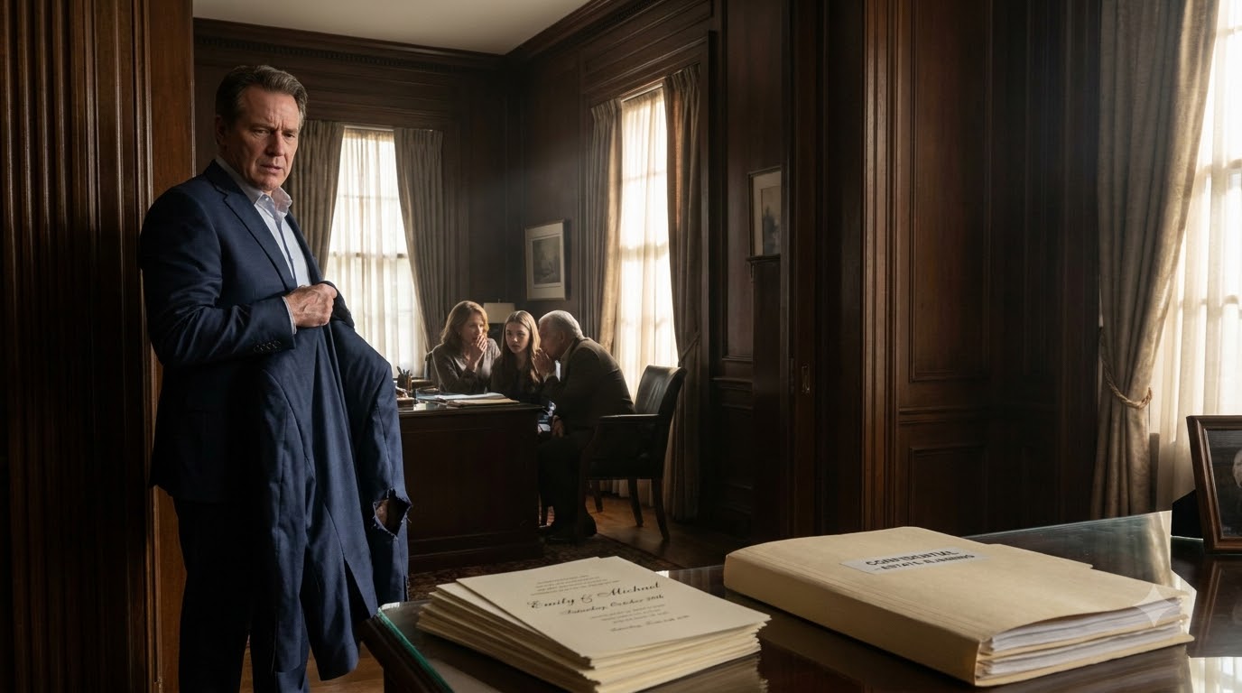 My wife cut apart the suit I had tailored for my stepdaughter’s wedding, then calmly told me, “Her real father will walk her down the aisle.” After raising that girl for twenty years, I thought that was the worst betrayal—until I heard what the three of them were planning.